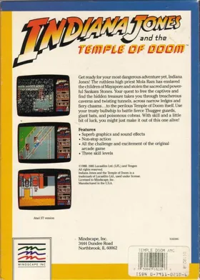 Indiana Jones and the Temple of Doom box cover back